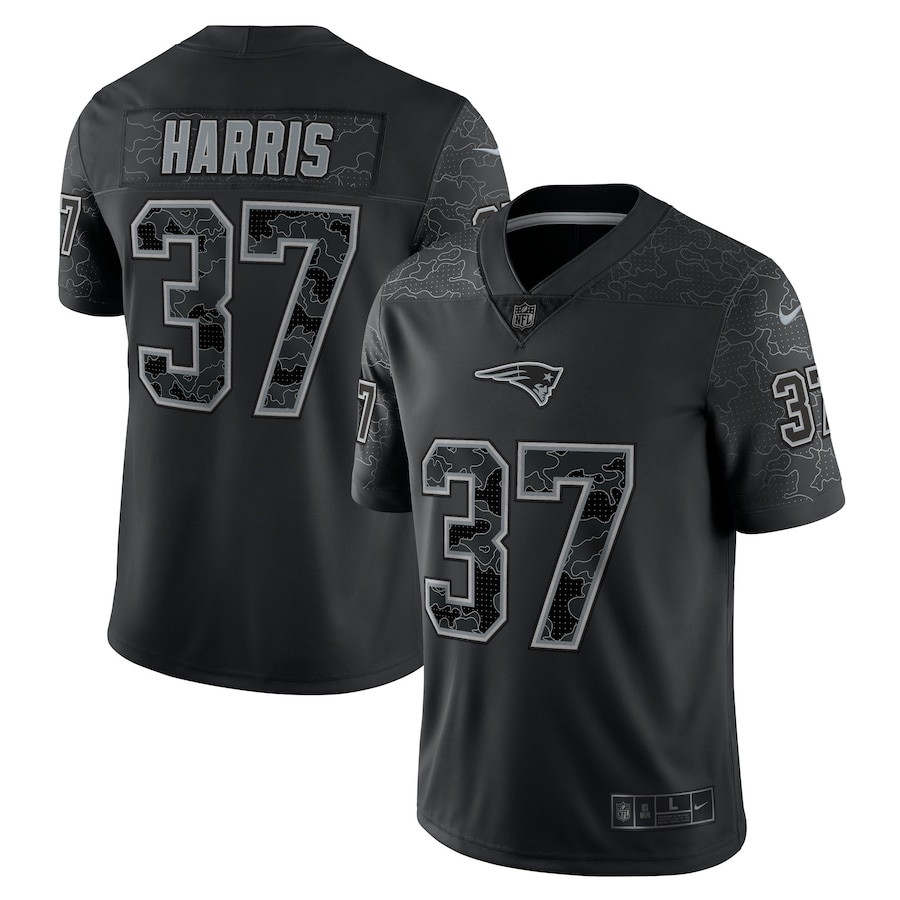 Damien Harris #37 New England Patriots Black Reflective Limited Jersey