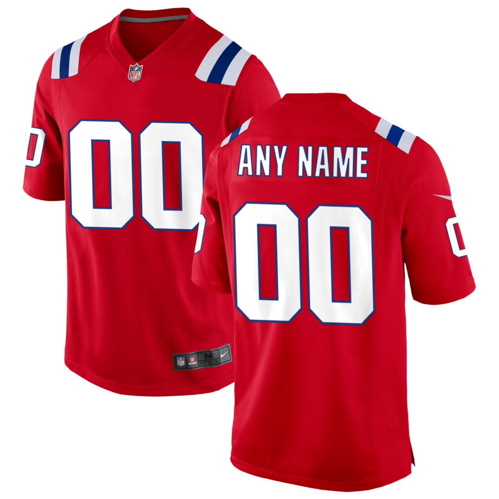 New England Patriots Red Custom Game Jersey