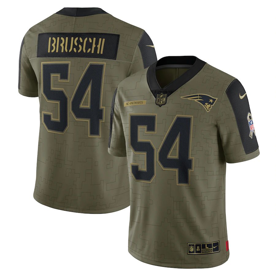 Men's New England Patriots Tedy Bruschi Olive 2021 Salute To Service Retired Player Limited Jersey
