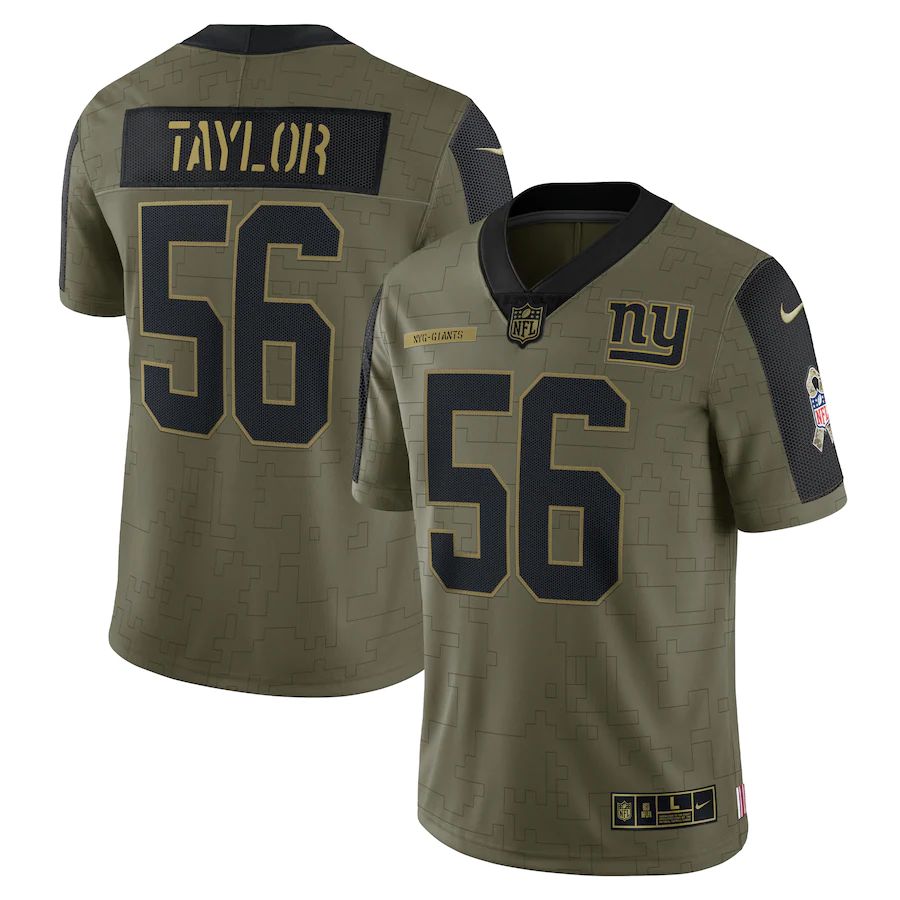 Men's New York Giants Lawrence Taylor Olive 2021 Salute To Service Retired Player Limited Jersey