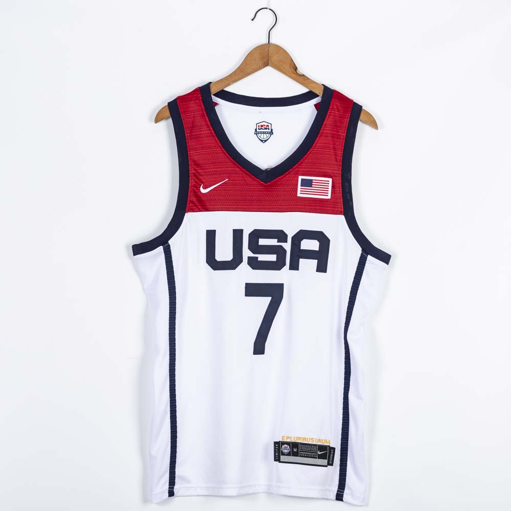Men's Kevin Durant 7 White USA Basketball Jersey