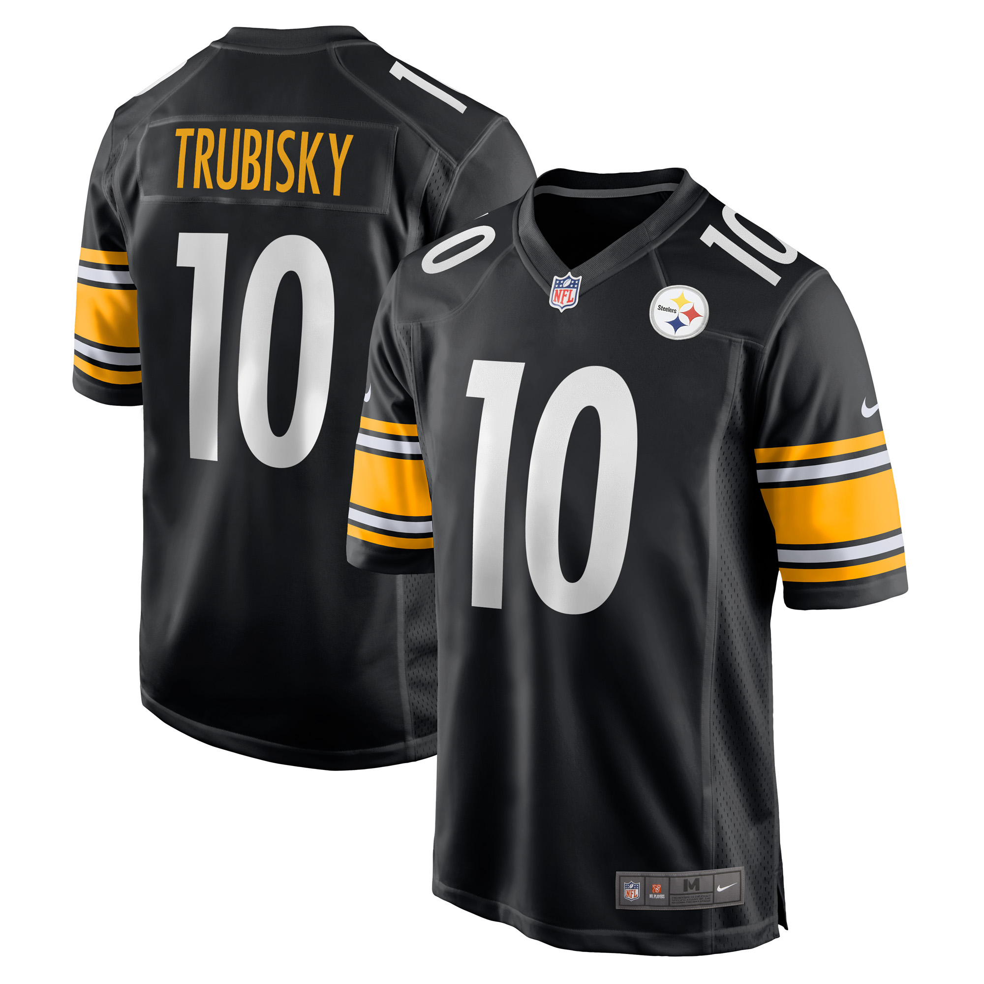 Men's Pittsburgh Steelers #10 Mitchell Trubisky Black Player Game Jersey