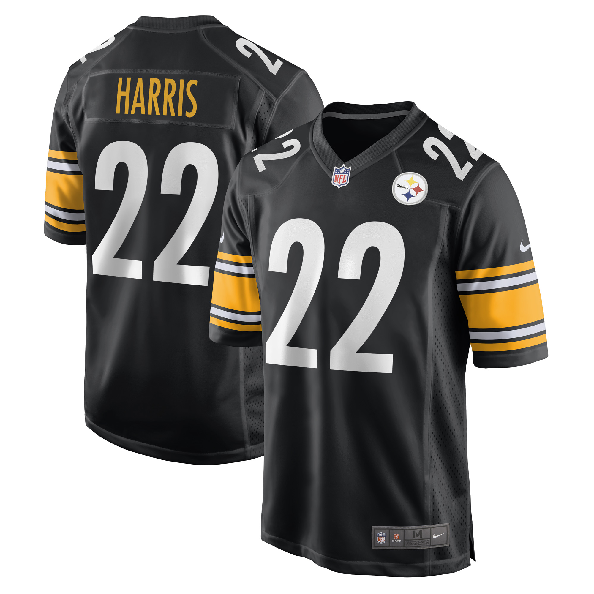 Men's Pittsburgh Steelers #22 Najee Harris Black 2021 Draft First Round Pick Game Jersey
