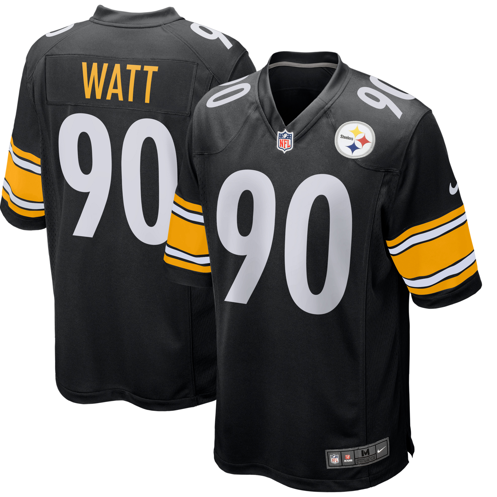 Men's Pittsburgh Steelers #90 T.J. Watt Black Game Player Jersey