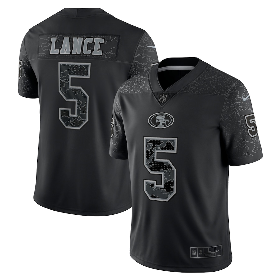 Trey Lance #5 San Francisco 49ers Black Reflective Limited Jersey