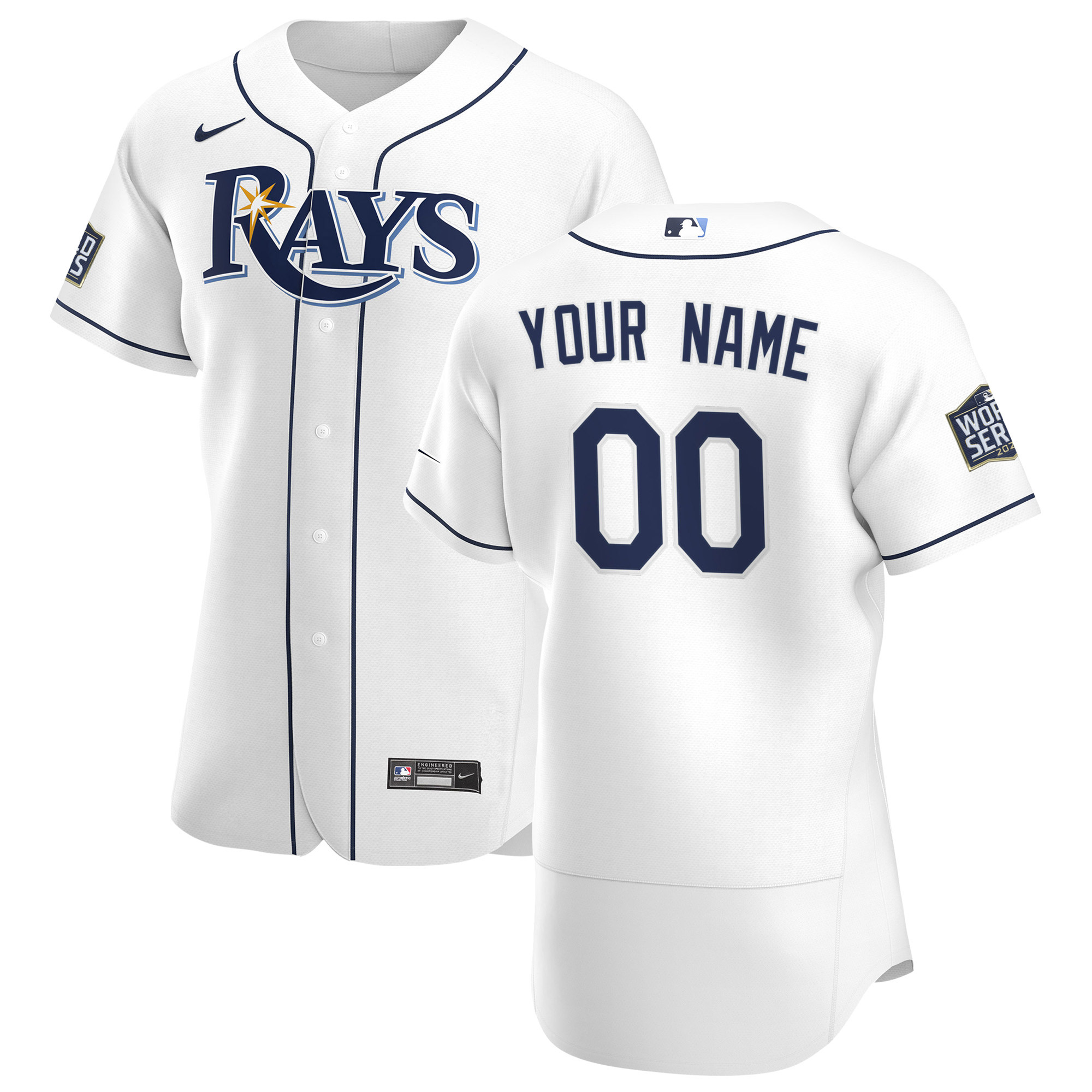 Tampa Bay Rays White 2020 World Series Bound Custom Jersey