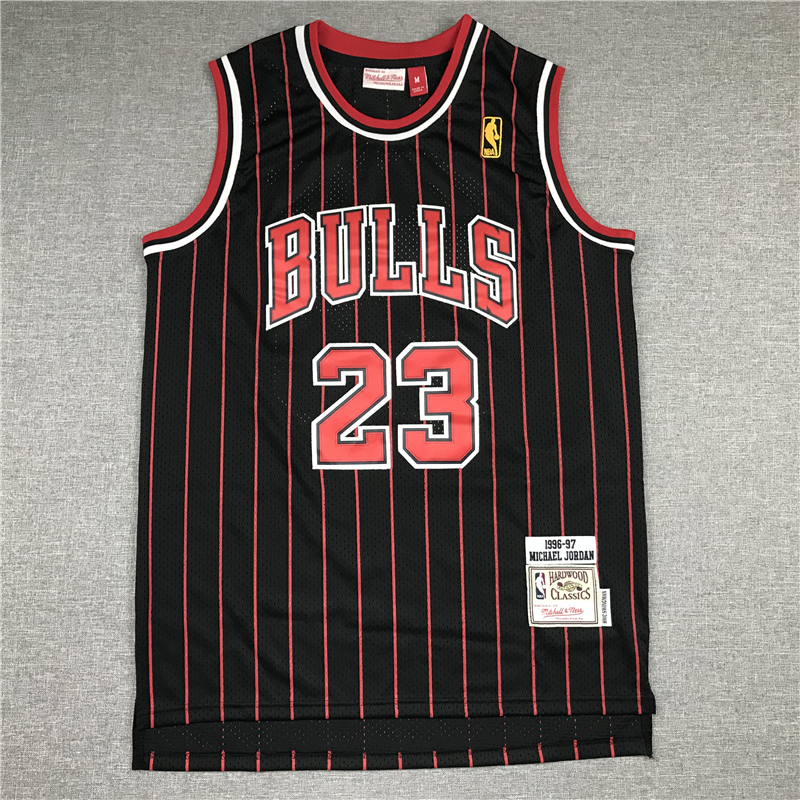 Michael Jordan 23 Chicago Bulls Black (Red Strip) Jersey