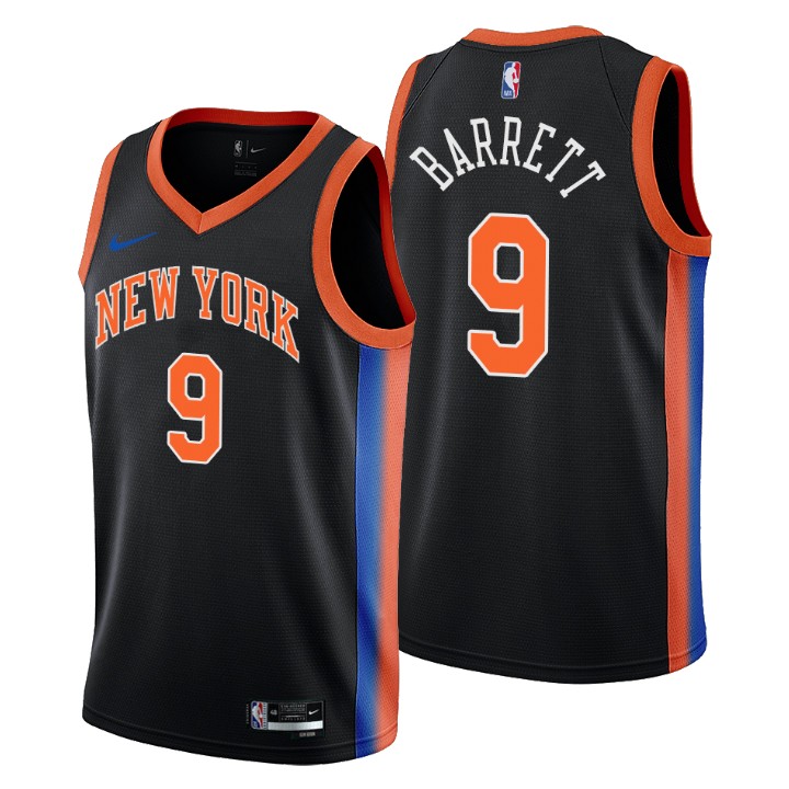 RJ Barrett #9 New York Knicks 2022-23 Black City Edition Jersey