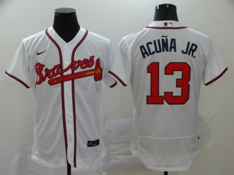 Ronald Acuna Jr. #13 Atlanta Braves Home 2020 White Jersey Stitched