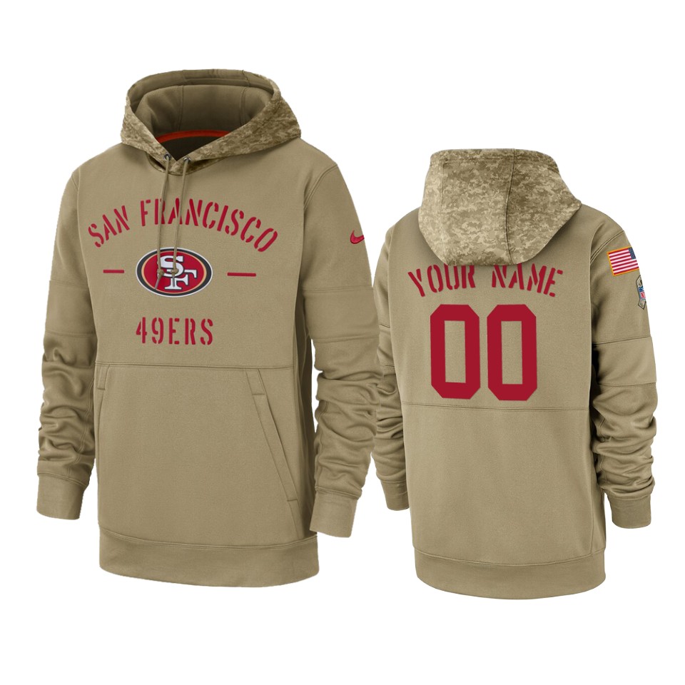 San Francisco 49ers Custom Tan 2019 Salute to Service Sideline Therma Pullover Hoodie