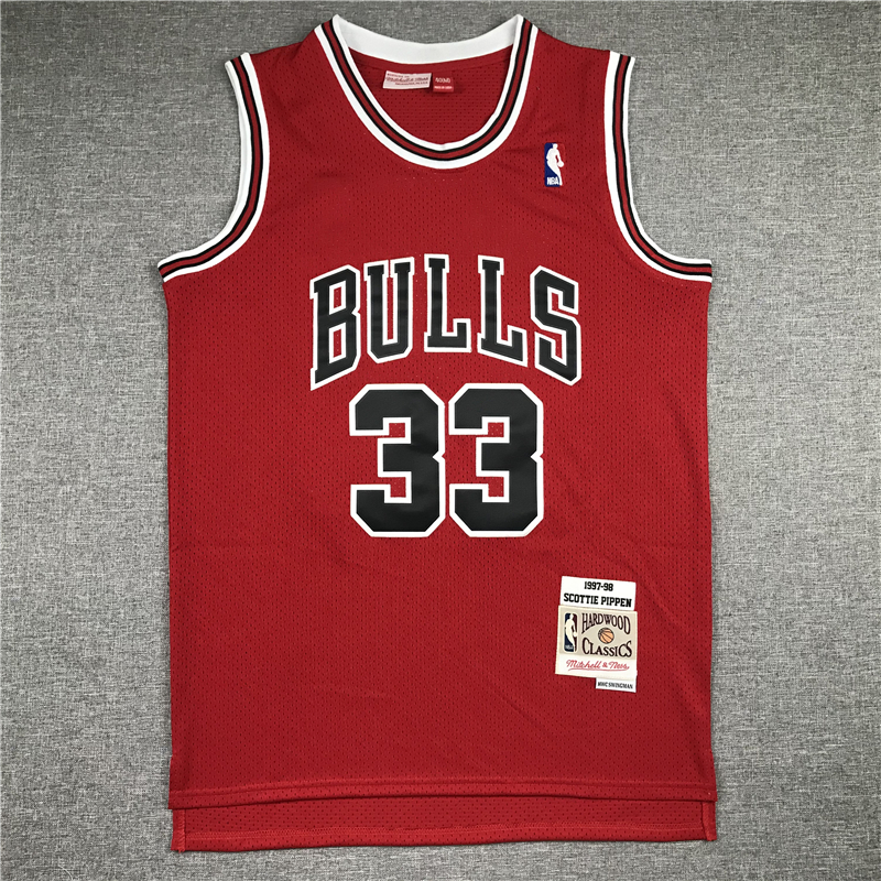 Scottie Pippen 33 Bulls Red 1997-98 Hardwood Classics Jersey