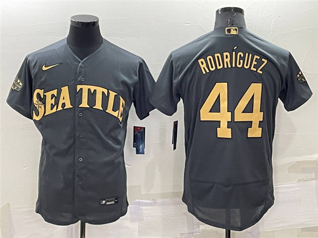 Seattle Mariners #44 Julio Rodriguez 2022 All-Star Game Flex Base Jersey – Charcoal