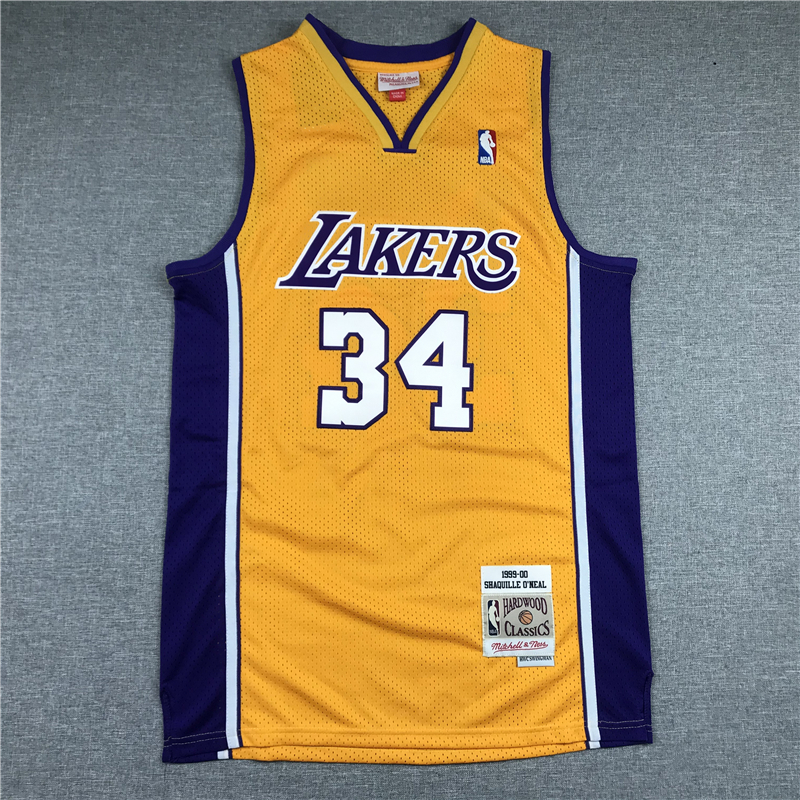 Shaquile O'Neil 34 Los Angeles Lakers Yellow Retro Throwback Jersey