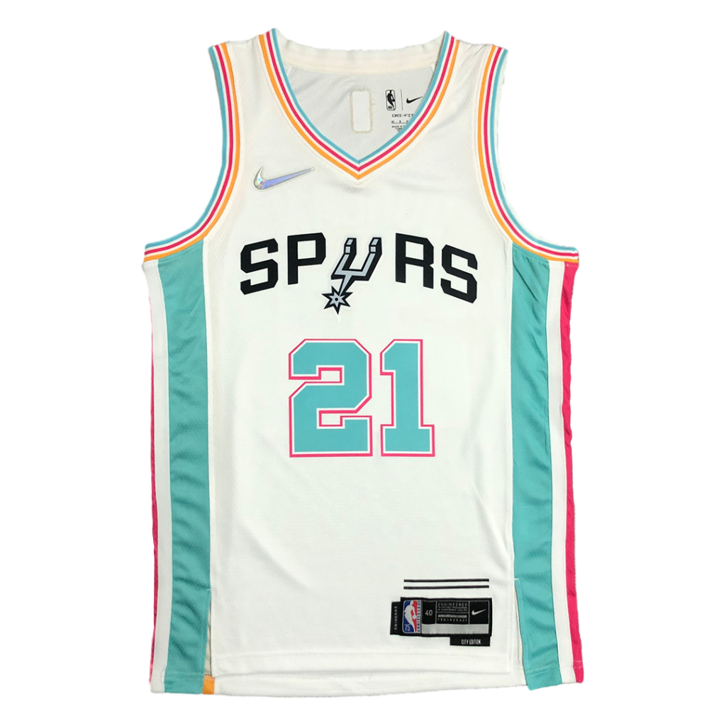 Tim Duncan 21 San Antonio Spurs 2021-22 White City Edition Swingman ...