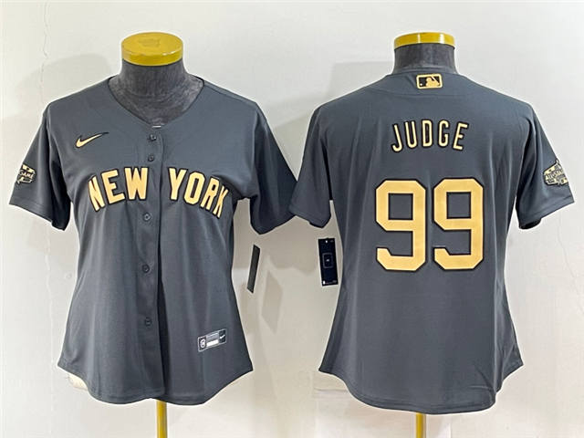 Women New York Yankees #99 Aaron Judge 2022 All-Star Game Jersey – Charcoal