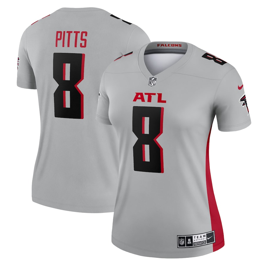 Women's Atlanta Falcons #8 Kyle Pitts Gray Inverted Legend Jersey