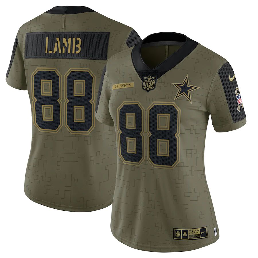 Women's Dallas Cowboys CeeDee Lamb Olive 2021 Salute To Service Limited Player Jersey