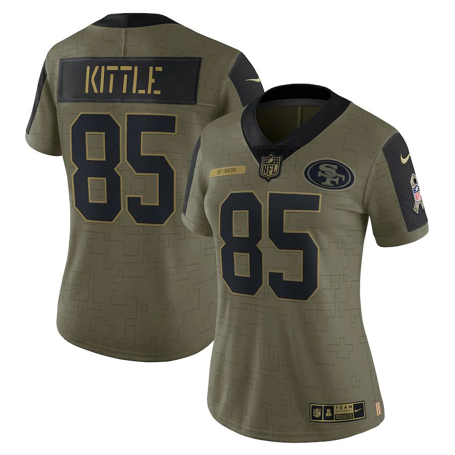 Women's San Francisco 49ers George Kittle Olive 2021 Salute To Service Limited Player Jersey