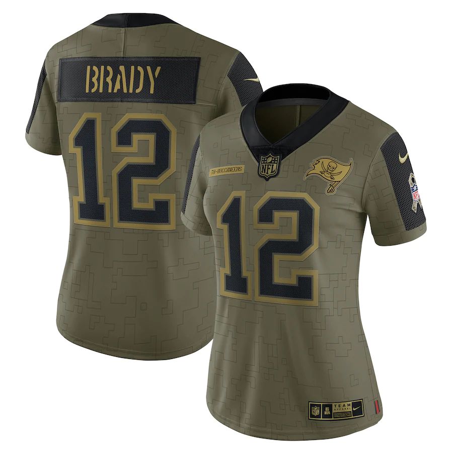 Women's Tampa Bay Buccaneers Tom Brady Olive 2021 Salute To Service Limited Player Jersey