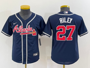 Youth's Austin Riley #27 Atlanta Braves Navy Alternate Jersey