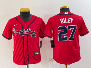 Youth's Austin Riley #27 Atlanta Braves Red Alternate Jersey