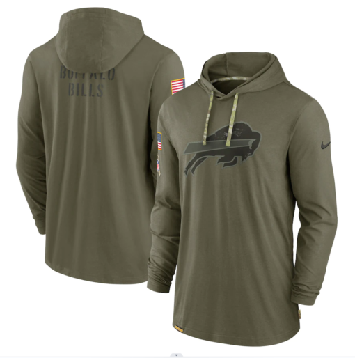 Buffalo Bills 2022 Salute To Service Tonal Pullover Hoodie Olive