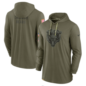 Chicago Bears 2022 Salute To Service Tonal Pullover Hoodie Olive