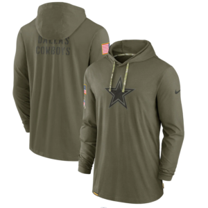 Dallas Cowboys 2022 Salute To Service Tonal Pullover Hoodie Olive