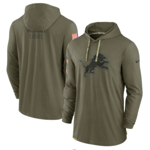 Detroit Lions 2022 Salute To Service Tonal Pullover Hoodie Olive