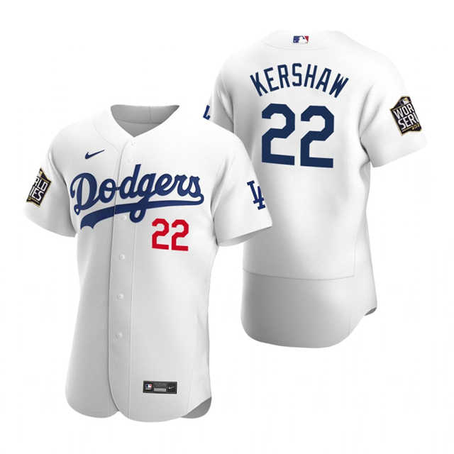 Clayton Kershaw #22 Los Angeles Dodgers 2020 White World Series Jersey