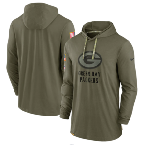 Green Bay Packers 2022 Salute To Service Tonal Pullover Hoodie Olive