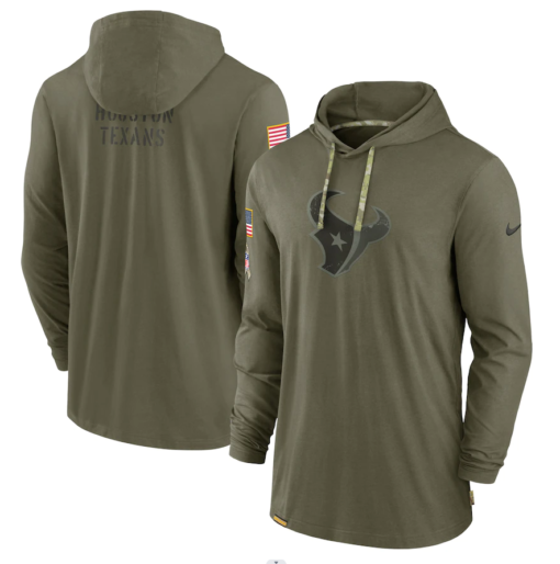 Houston Texans 2022 Salute To Service Tonal Pullover Hoodie Olive