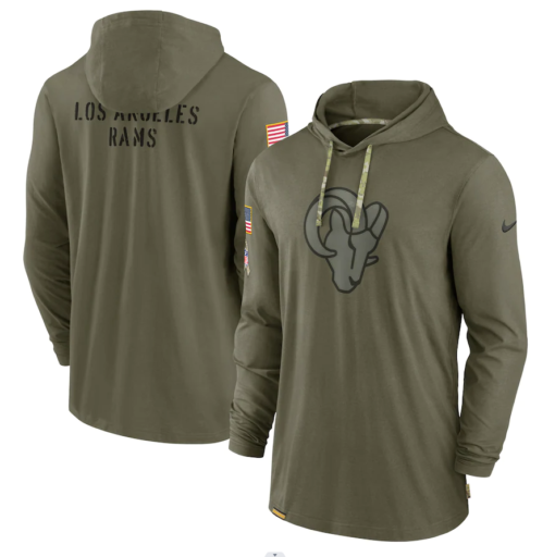 Los Angeles Rams 2022 Salute To Service Tonal Pullover Hoodie Olive
