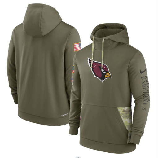 Men's Arizona Cardinals  Olive 2022 Salute To Service Therma Performance Pullover Hoodie