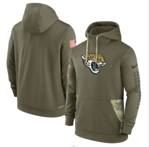 Men's Jacksonville Jaguars  Olive 2022 Salute To Service Therma Performance Pullover Hoodie