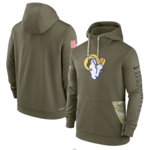 Men's Los Angeles Rams Olive 2022 Salute To Service Therma Performance Pullover Hoodie