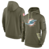 Men's Miami Dolphins  Olive 2022 Salute To Service Therma Performance Pullover Hoodie