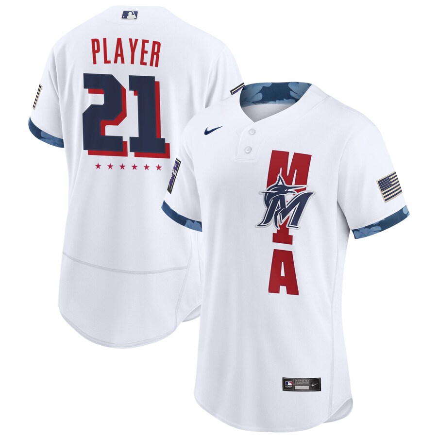 Men's Miami Marlins  White 2021 MLB All-Star Game Custom  Jersey