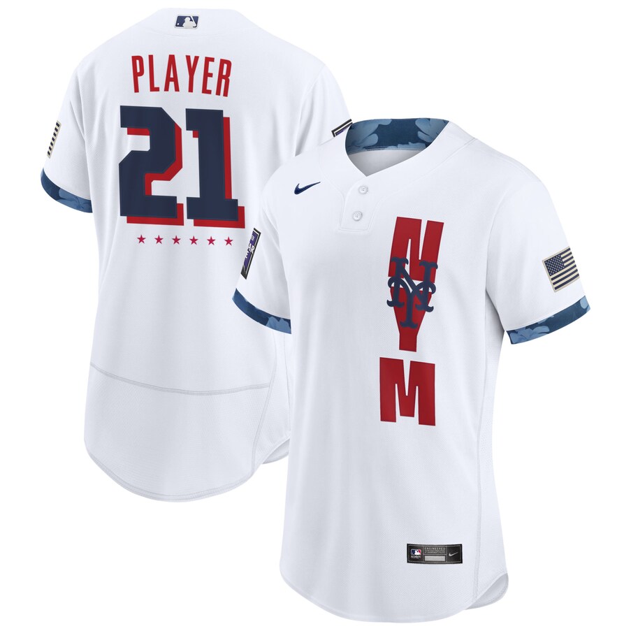 Men's New York Mets  White 2021 MLB All-Star Game Custom  Jersey