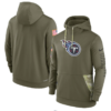 Men's Tennessee Titans  Olive 2022 Salute To Service Therma Performance Pullover Hoodie