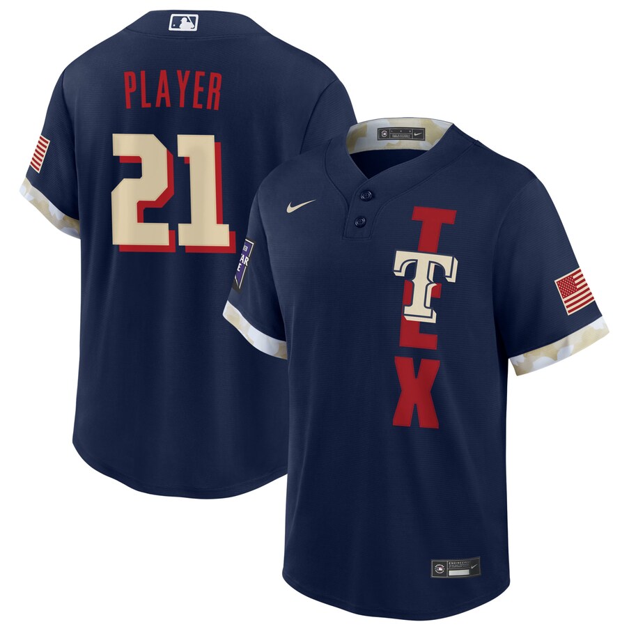 Men's Texas Rangers  Navy 2021 MLB All-Star Game Custom  Jersey