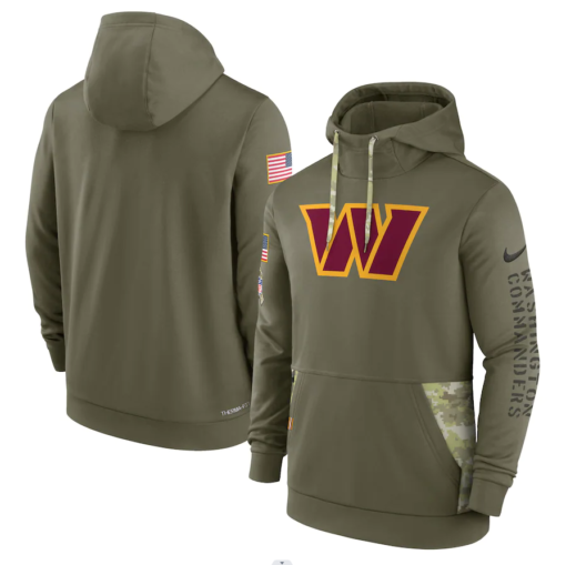 Washington Commanders Olive 2022 Salute to Service Therma Performance Pullover Hoodie