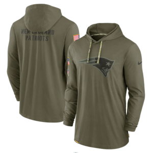 New England Patriots 2022 Salute To Service Tonal Pullover Hoodie Olive