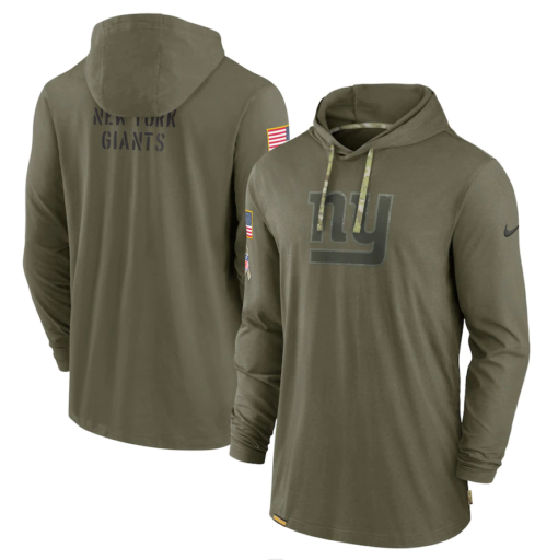 New York Giants 2022 Salute To Service Tonal Pullover Hoodie Olive
