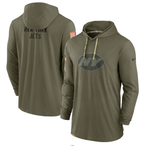 New York Jets 2022 Salute To Service Tonal Pullover Hoodie Olive