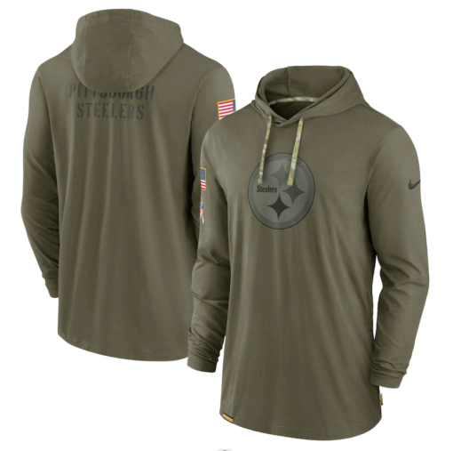 Pittsburgh Steelers 2022 Salute To Service Tonal Pullover Hoodie Olive