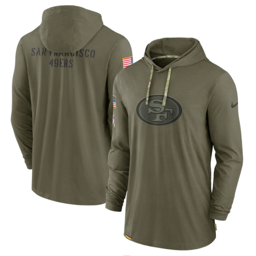 San Francisco 49ers 2022 Salute To Service Tonal Pullover Hoodie Olive