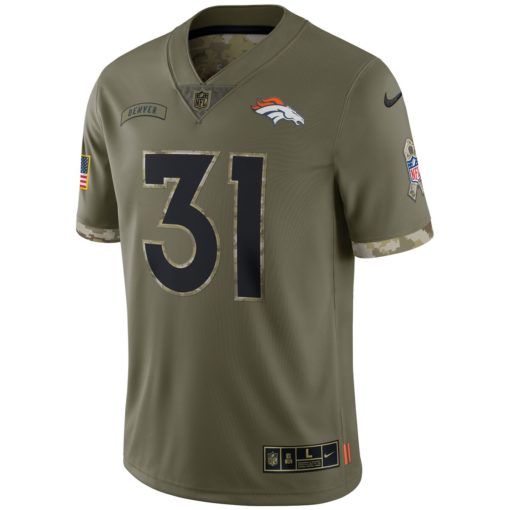 Justin Simmons #31 Denver Broncos Olive 2022 Salute To Service Limited Jersey