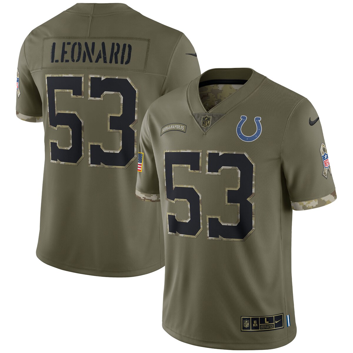 Shaquille Leonard #53 Indianapolis Colts  Olive 2022 Salute To Service Limited Jersey