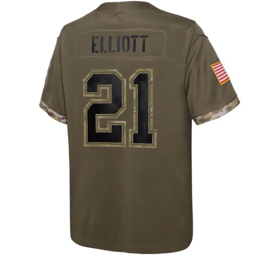 Youth Dallas Cowboys Ezekiel Elliott Olive 2022 Salute To Service Player Limited Jersey